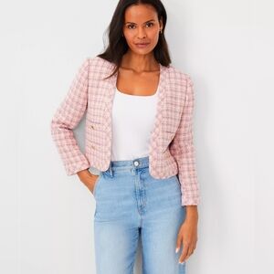 Ann Taylor Tweed Shoet V-neck Jacket Blazer